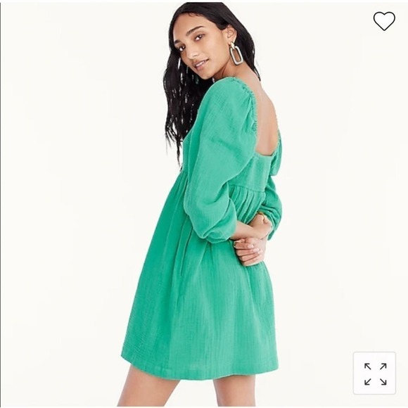 J.Crew Squareneck Gauze Mini Dress in Green, XXS - Picture 2 of 12